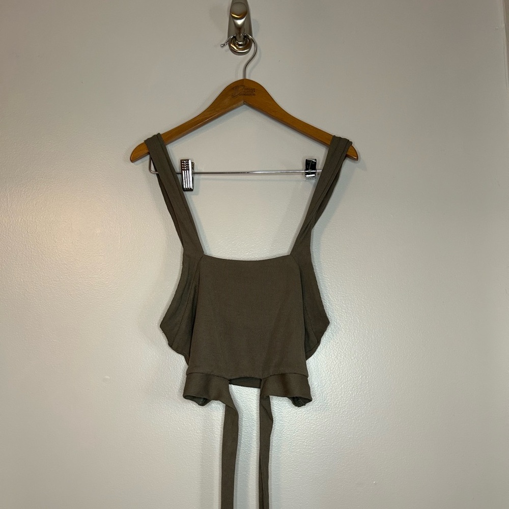 Army Green Cropped Tank Top
